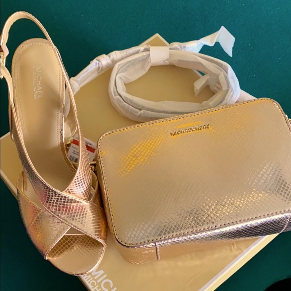 Michael Kors Rose gold  purse and shoes set